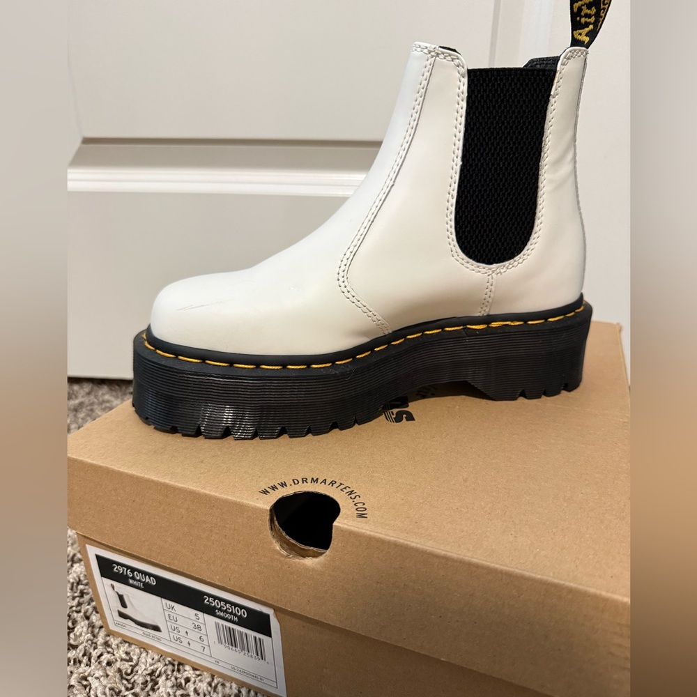 Dr. Martens Women's White Platform Combat Boots